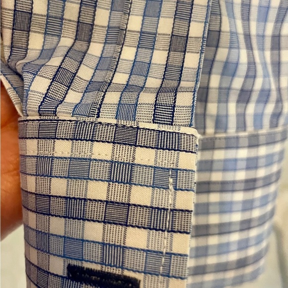 UNTUCKit large Blue/White Casual Button Down Shirt no iron Classic - Picture 5 of 6